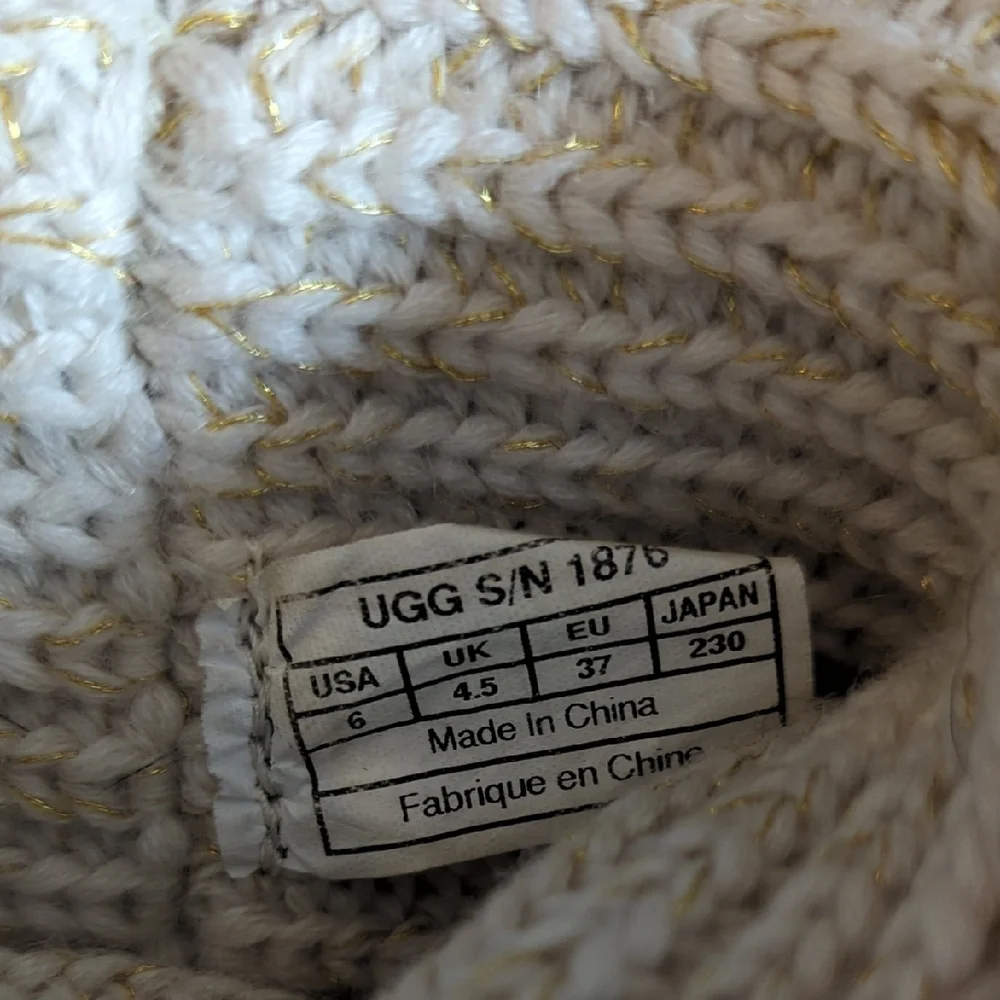 UGG Cardy Cream Knit Button Winter Boots